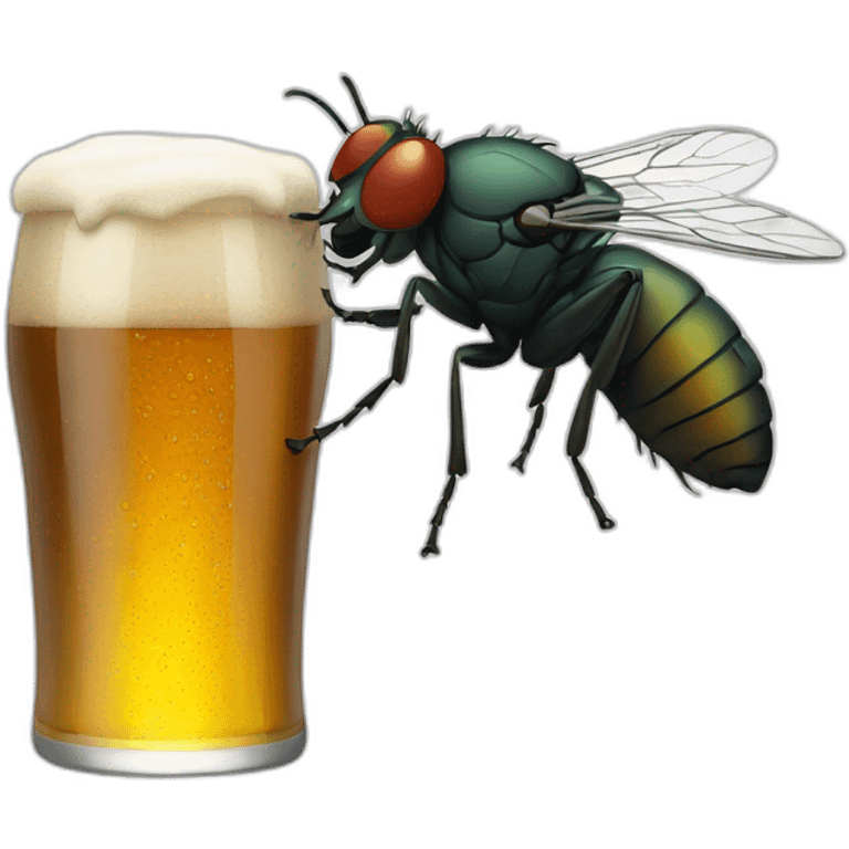 A fly drinking beer emoji