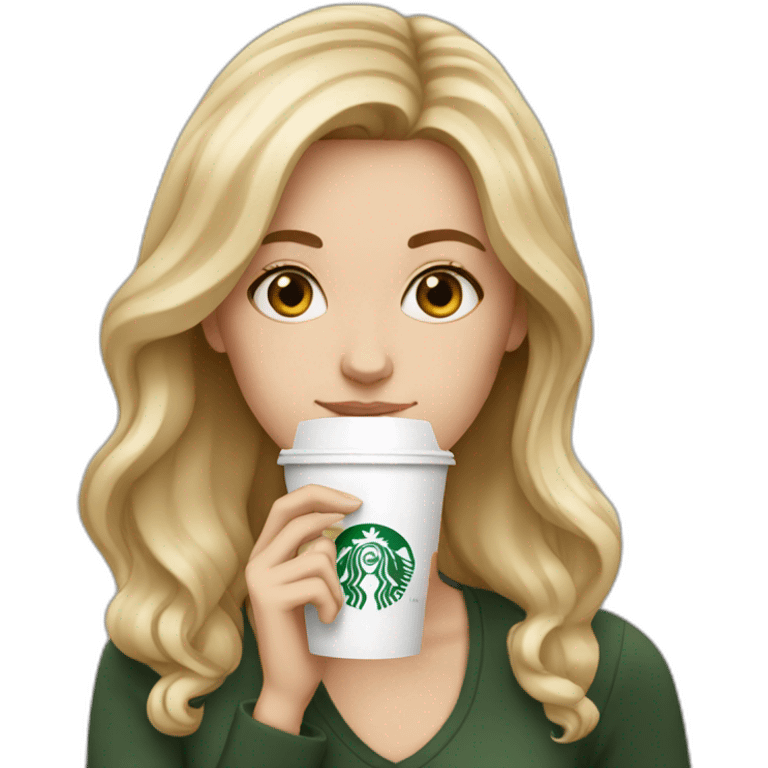 White girl drinking starbucks emoji