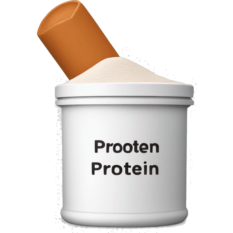 An emoji of a protein powder container with a scoop, labeled with a bold 'Protein' text on the front emoji