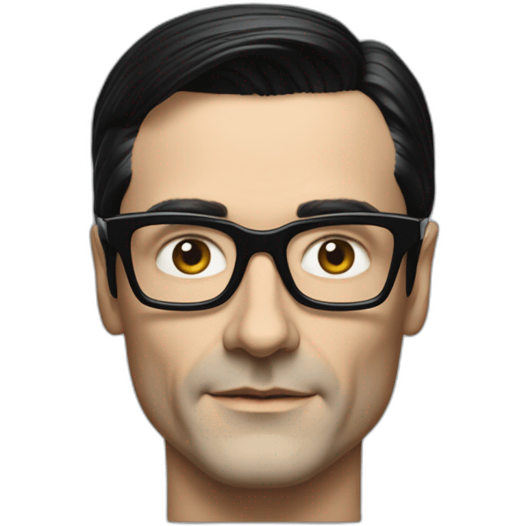 photo realistic Ralf Hutter from Kraftwerk, short straight black hair, black glasses, Tesla T-shirt emoji