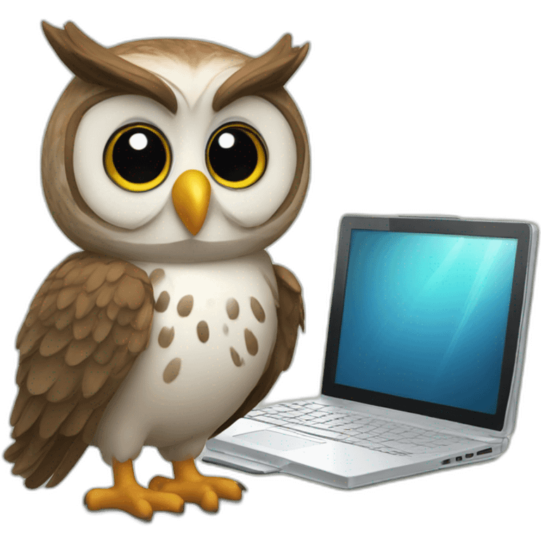 owl with portable pc emoji