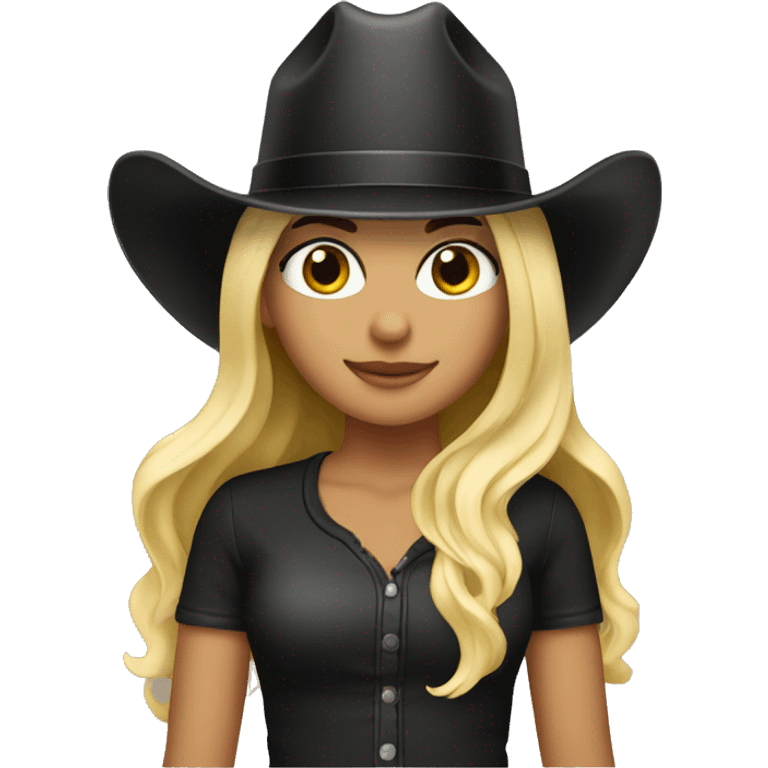 Create blonde girl with black cowboy hat emoji