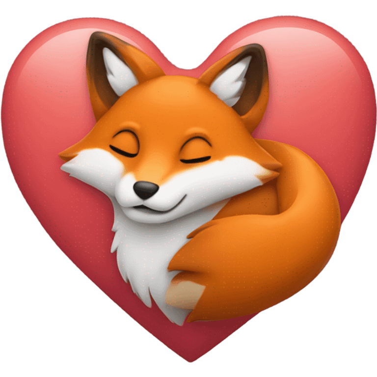 Heart with fox inside emoji