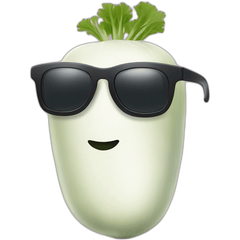 Daikon wearing sunglass emoji