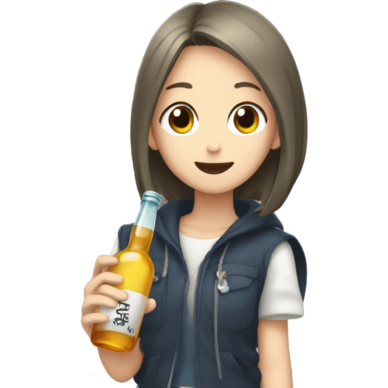 Anime girl Holding a bottle in his hand  emoji