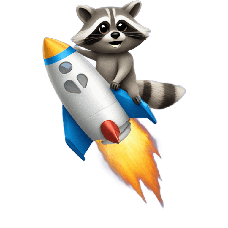 Raccoon riding a rocket ship  emoji