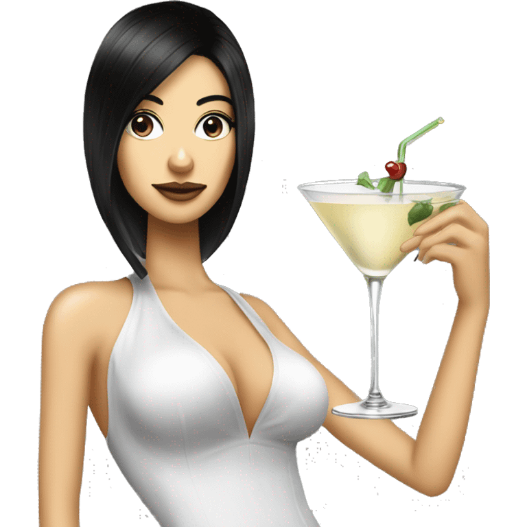 Pornstar martini but the person drinking has black hair and white skin  emoji