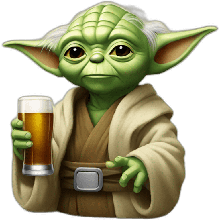 Yoda buvant une bière emoji