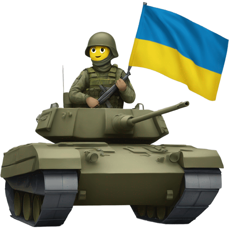 Soldat in Tank with flag Ukraine emoji