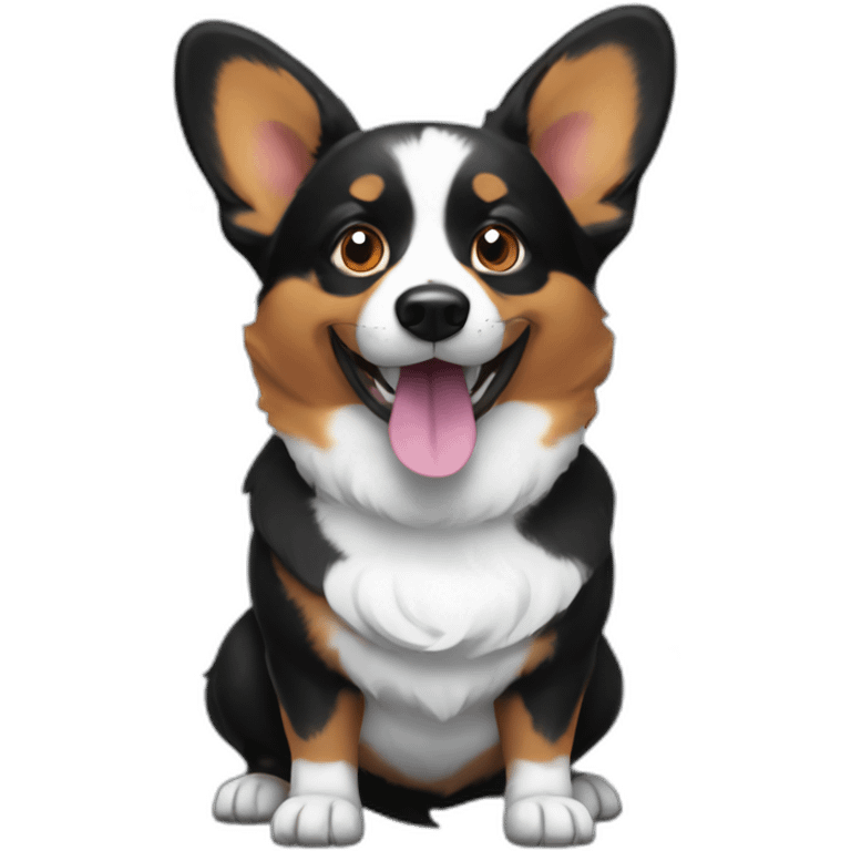 Black corgi with Big bubbles emoji