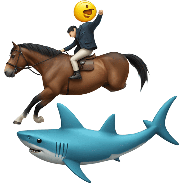 A horse riding a shark emoji