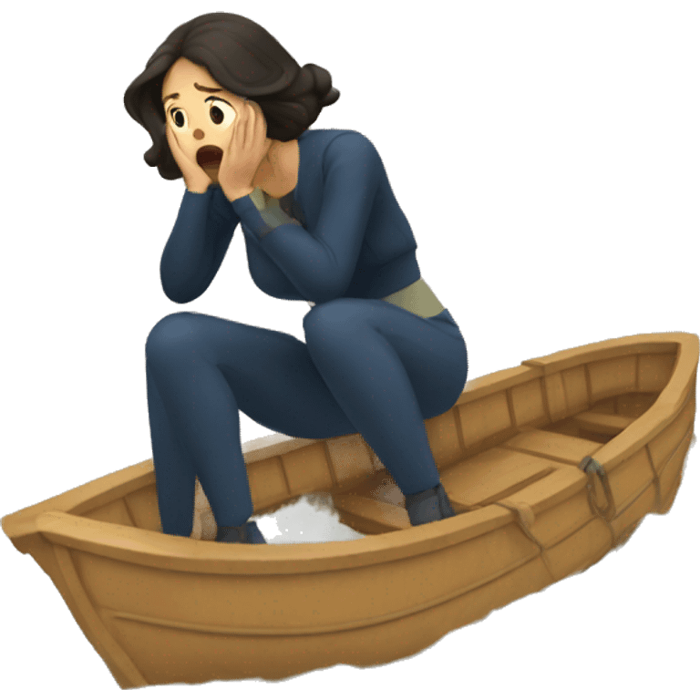 woman scared sinking ship emoji