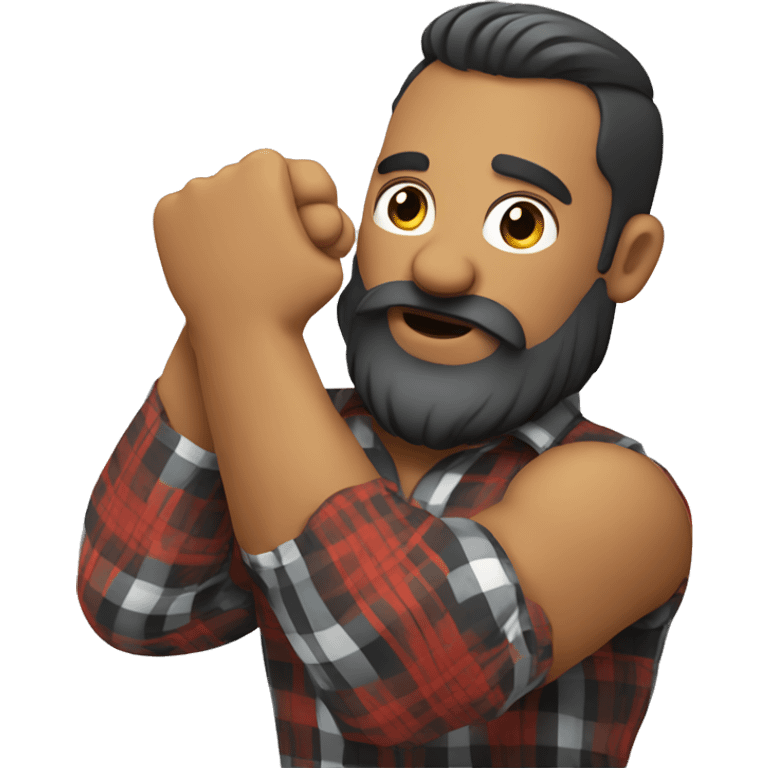 man wearing plaid with a beard arm wrestling emoji