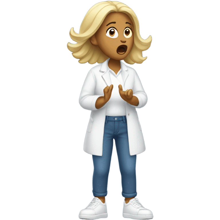 shocked woman hands up white shoes emoji