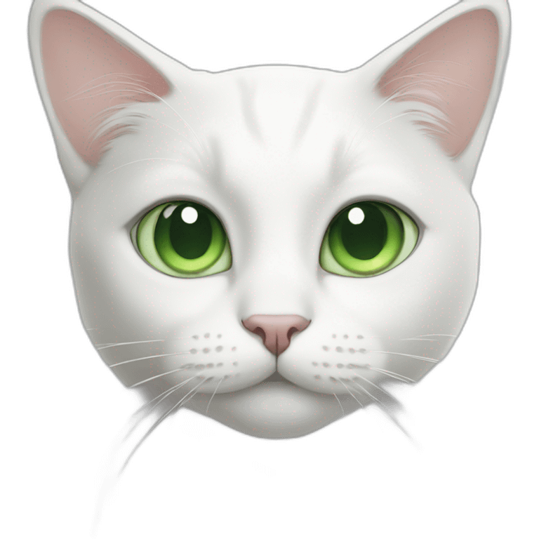 White cat with green eyes emoji