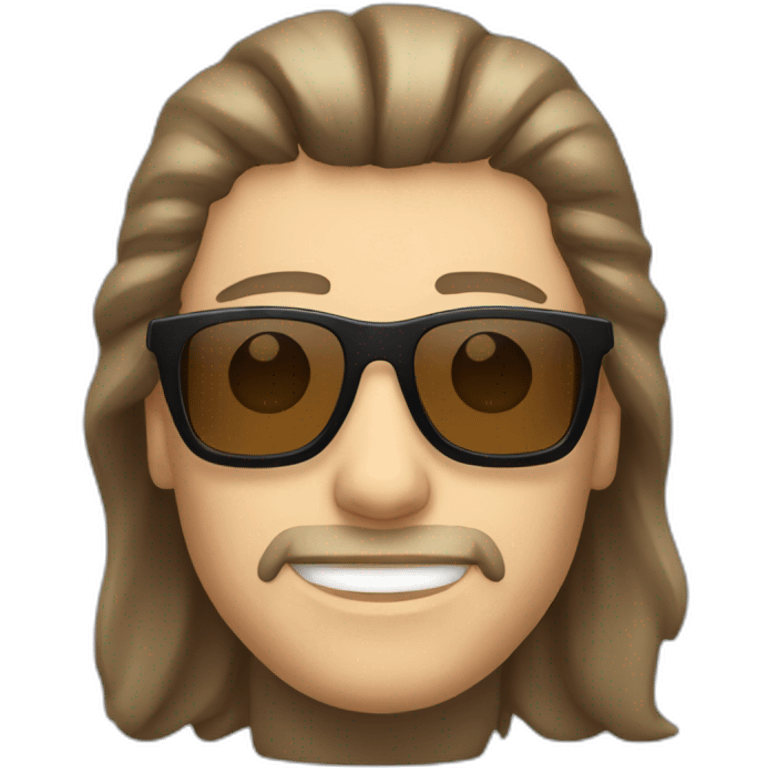 caucasian man, mullet, brown hair, sunglasses emoji