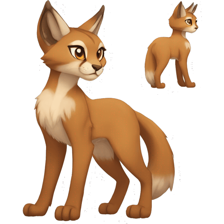 Anthro Beige-Orange-Brown Fur-Sona-Fakemon Lynx-Caracal Full Body emoji