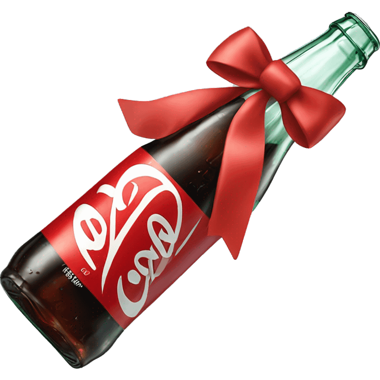 Coca-Cola glass bottle with bow emoji