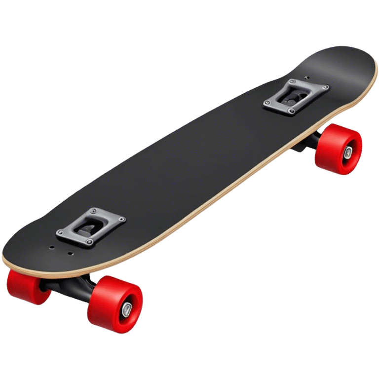 isometric angle black skateboard with red wheels emoji