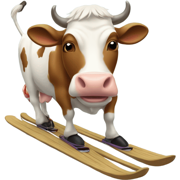 A cow skiing  emoji