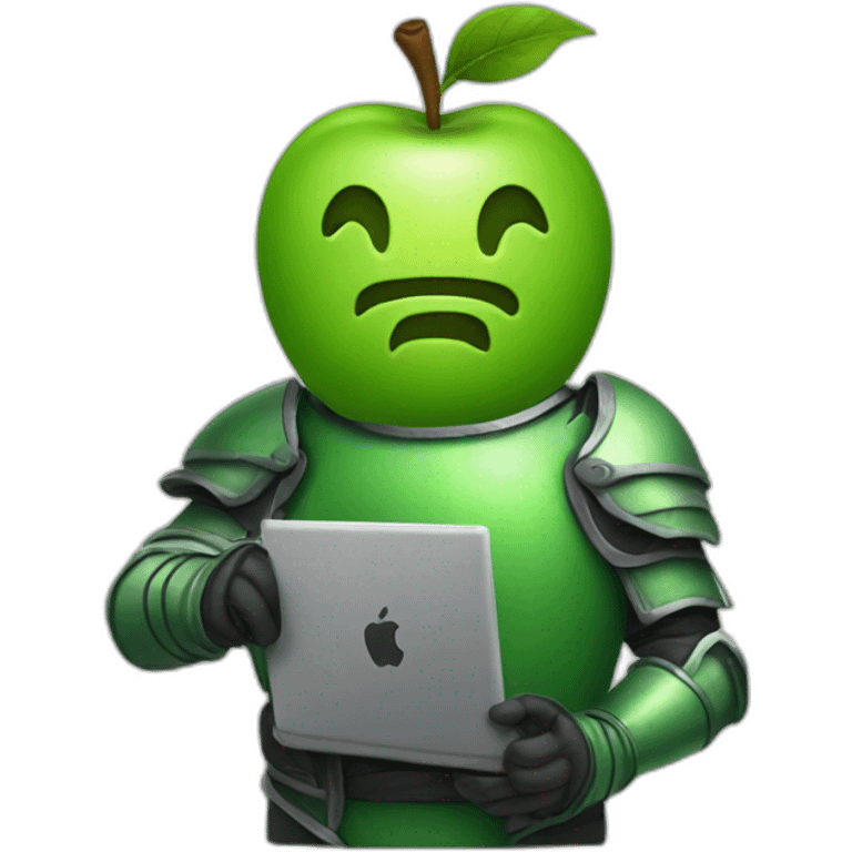 green apple knight, holding laptop emoji