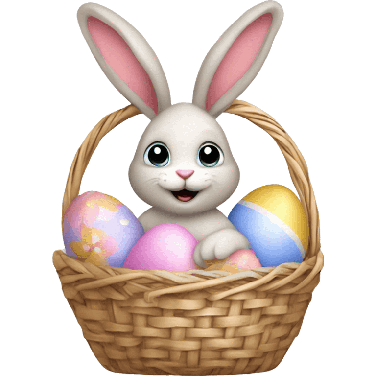 easter bunny with egg light pink basket emoji