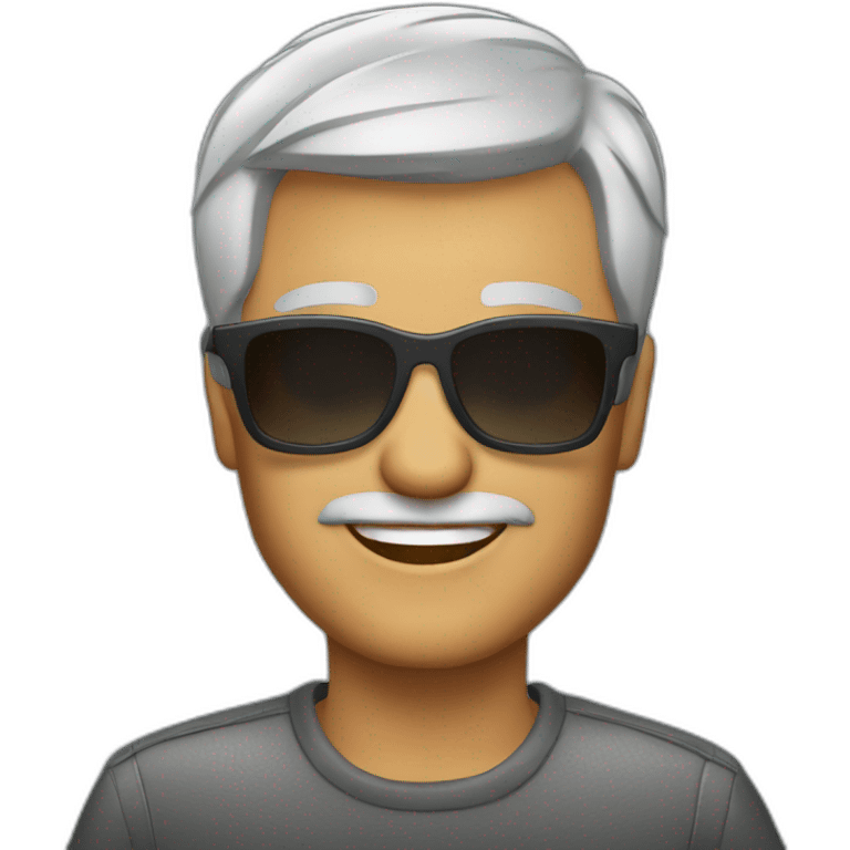 50 years with short gray hair, sunglass emoji