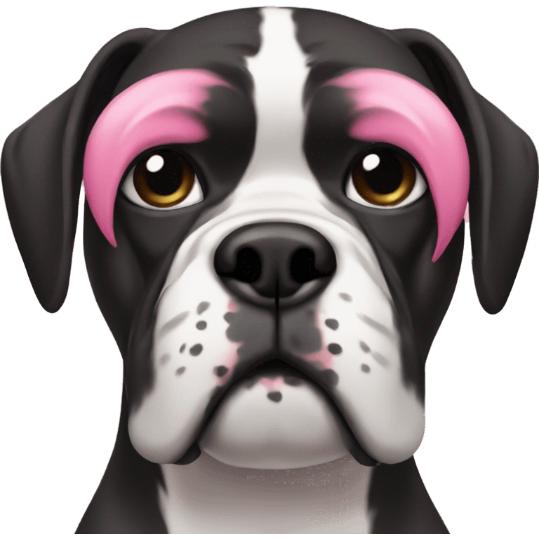 a black boxer with white and pink features in full drag emoji