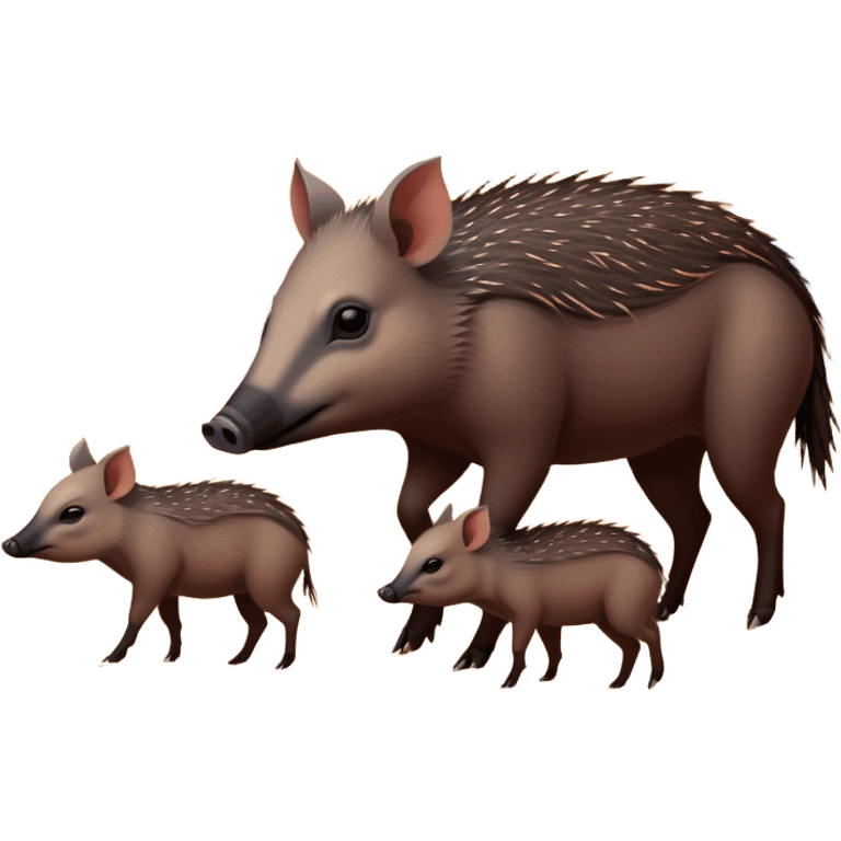 Circular picture of a javelina family foraging in the desert at sunset  emoji