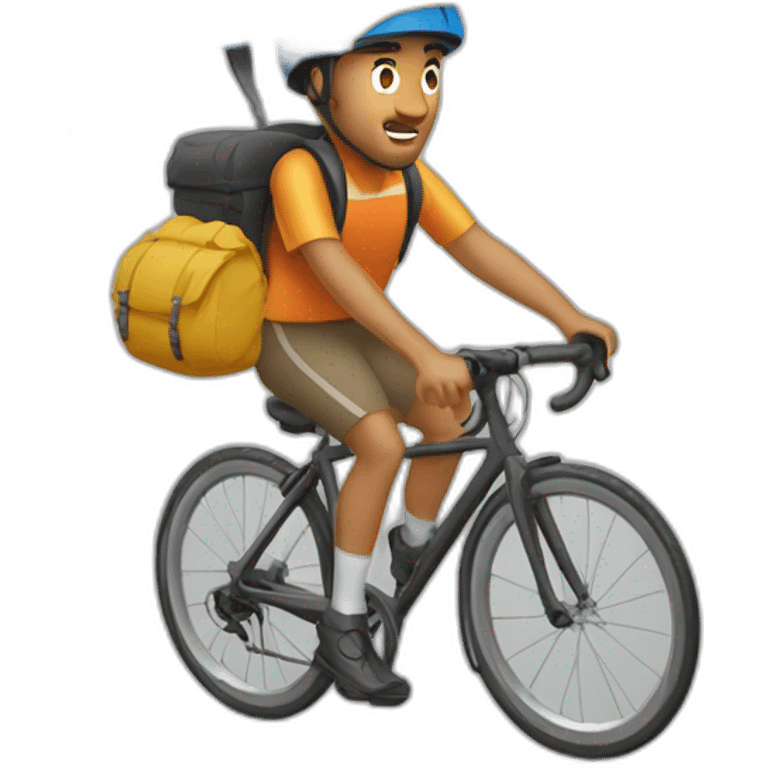 Ciclista de montaña con paraguas emoji