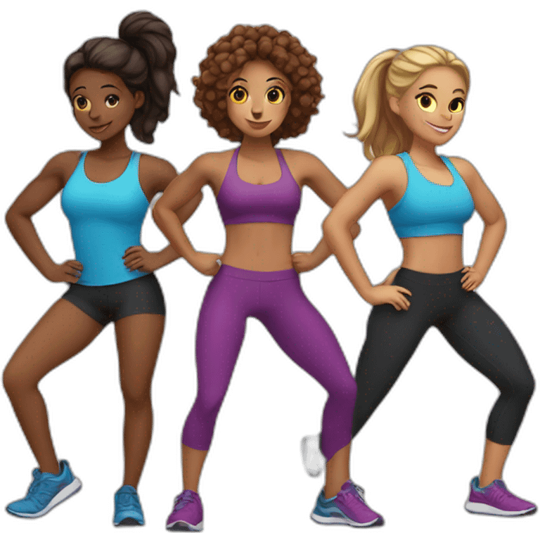 5 girls working out emoji