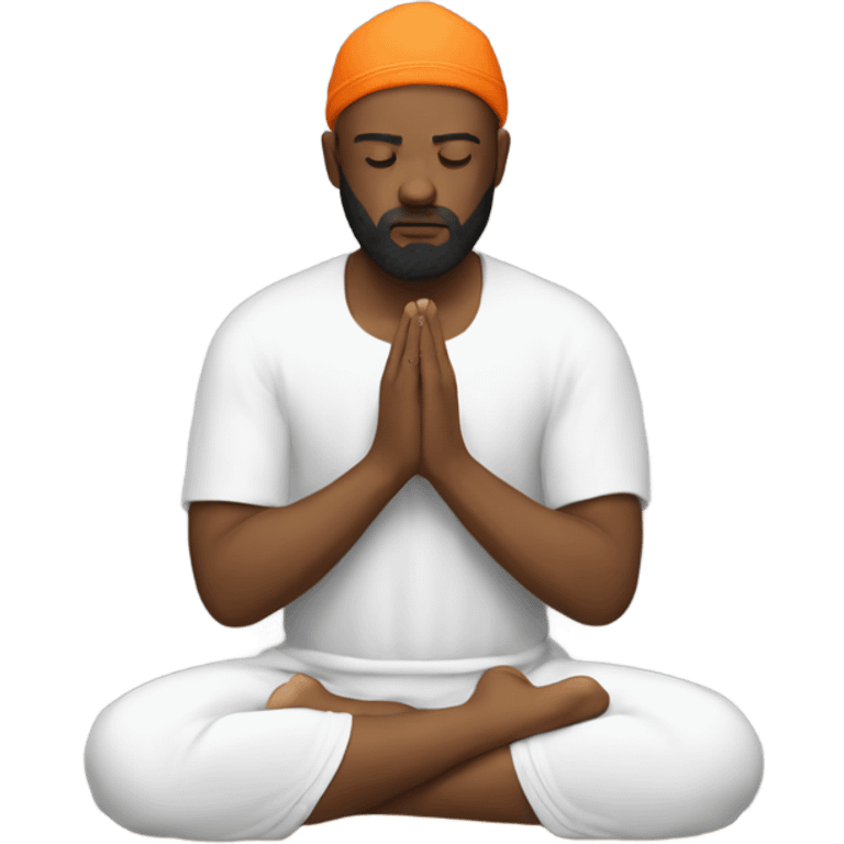 man with orange beard and boxer cut, square galses as he praying  emoji