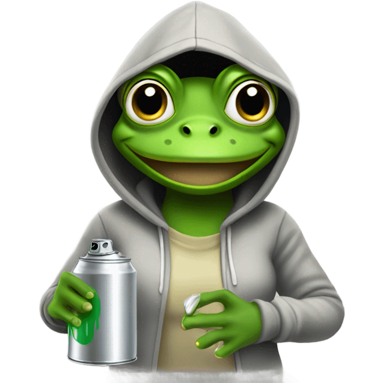 Beautiful female Frog in a hoodie with a can of spray paint  emoji