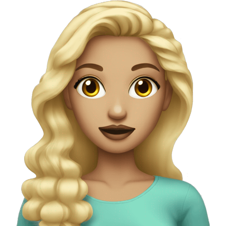 Blonde girl doing makeup  emoji