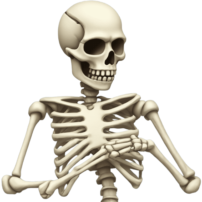 Jacked skeleton holding a playing emoji