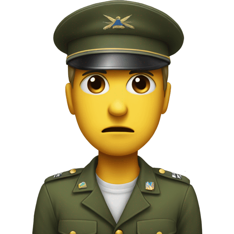 Sad face looking down holding military hat at chest emoji