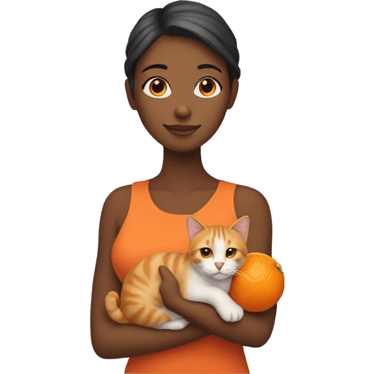 Woman holding a orange cat emoji