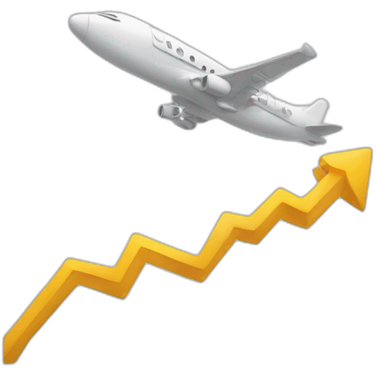 airplane flying over an ascending graph emoji