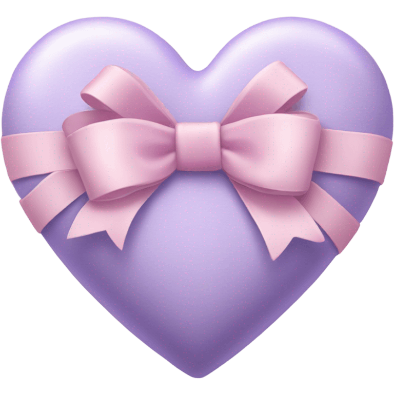 a lavender heart wrapped by a pastel pink bow emoji