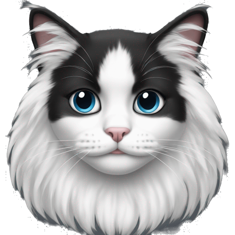 half black and half white long hair cat emoji