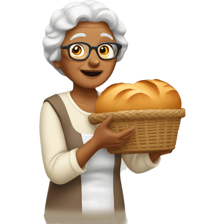 grandma with bread basket emoji