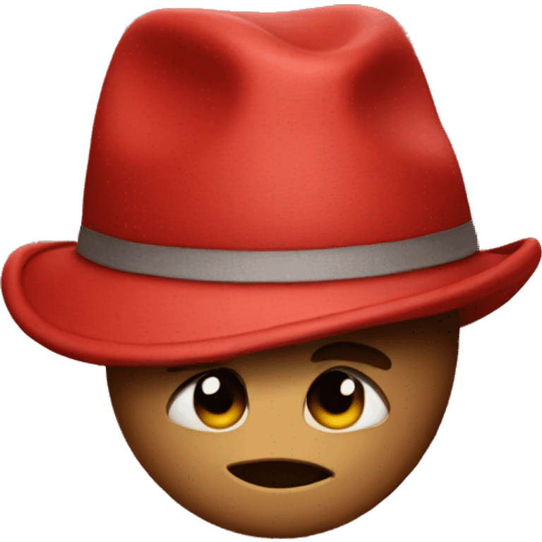 Emoji salutes in a red hat emoji