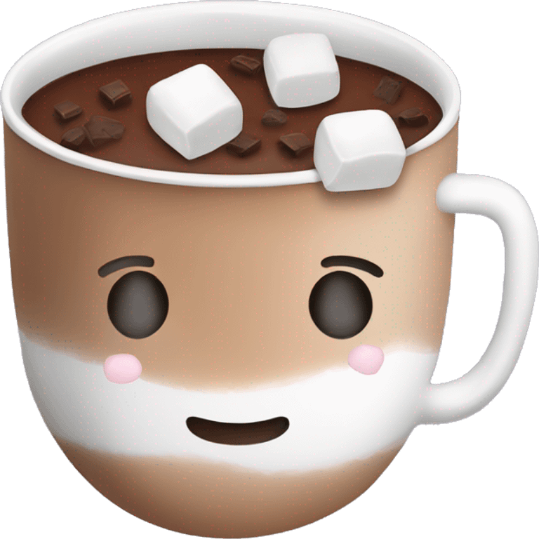 hot cocoa cup with marshmallows and chocolate chips  emoji