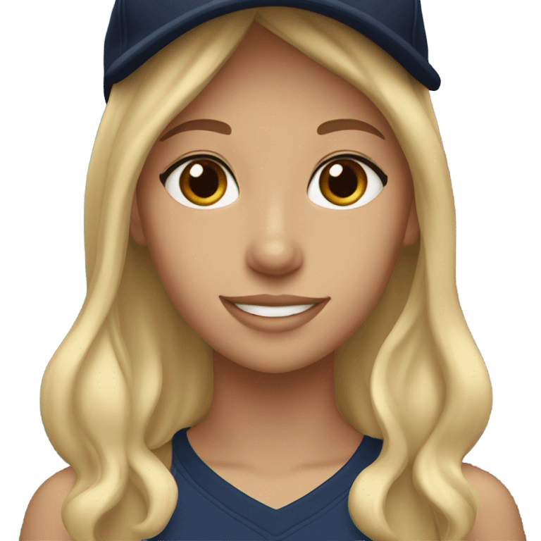 Blonde girl brown eyes wearing navy ballcap emoji