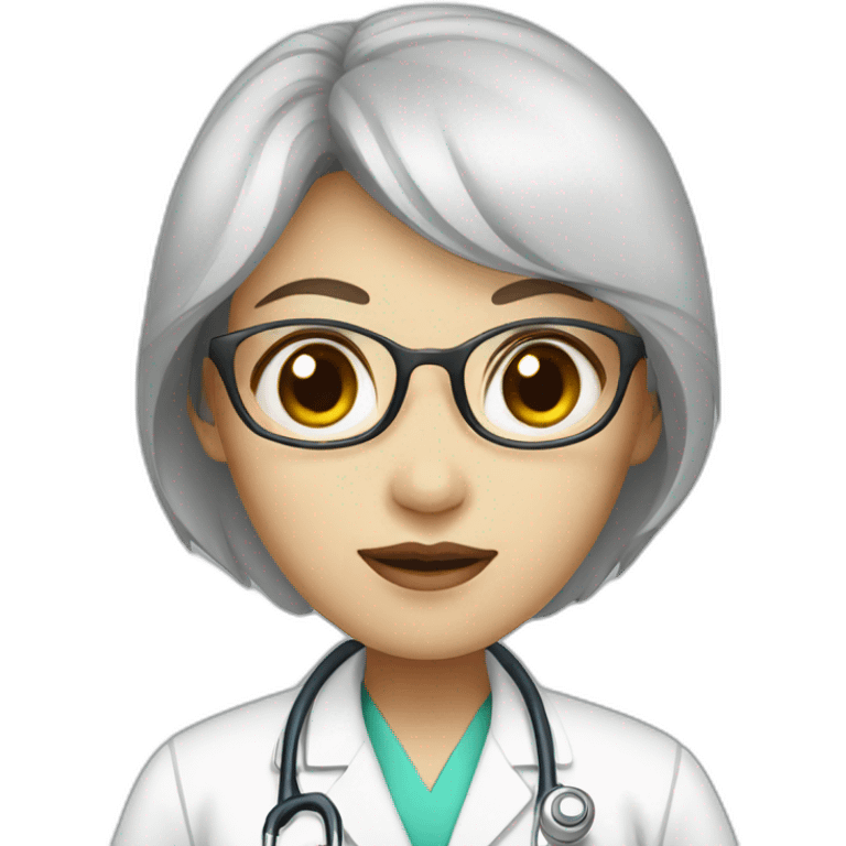 Big-eyed Chinese female doctor in white coat emoji