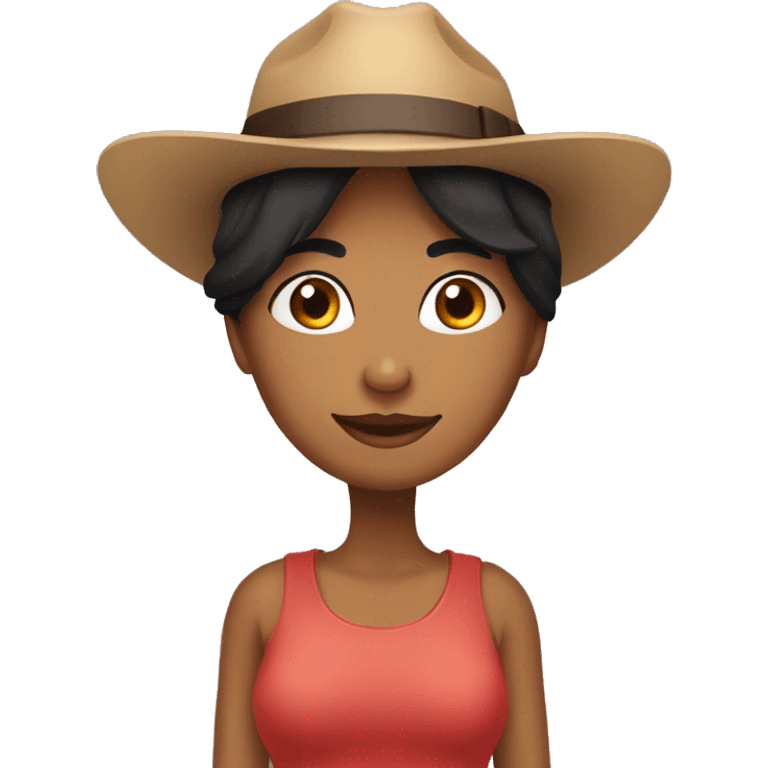 mulher morena com chapéu nordetina emoji