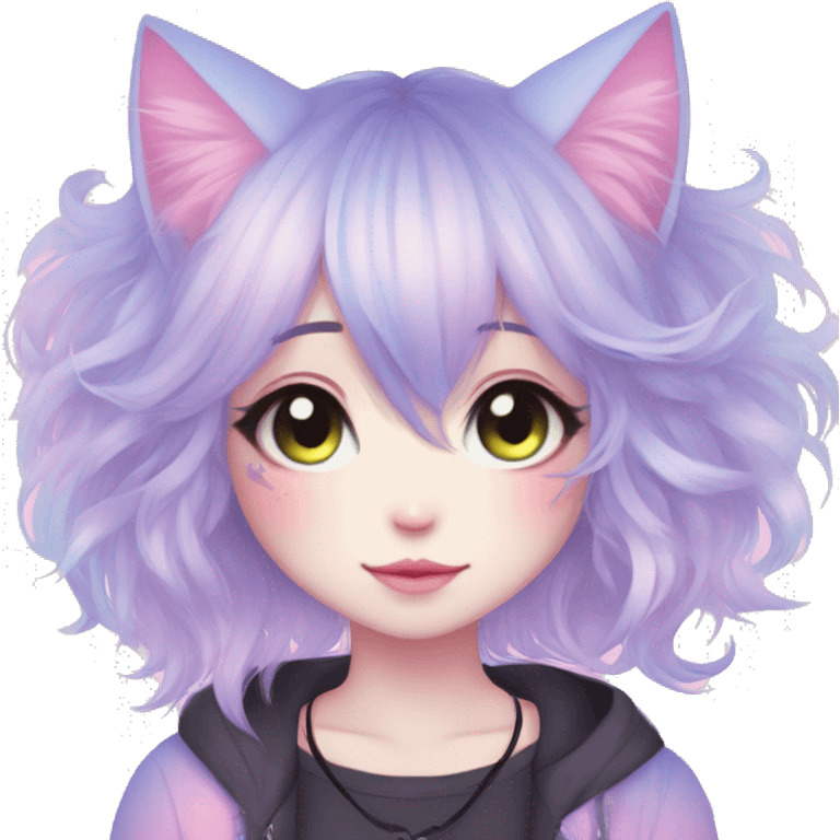 Cute Edgy Pastel Gradient Beautiful Anime Emo CatLady emoji