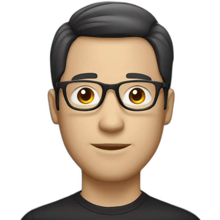 white guy with black bob hairstyle and glasses with black frame emoji