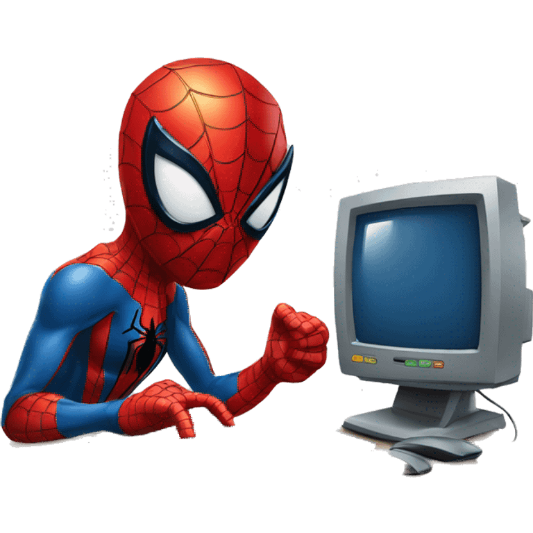 Spiderman repair a computer emoji