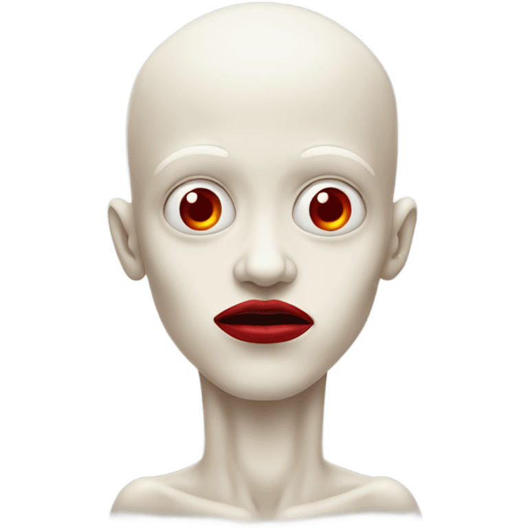 Pale man with red lips that has hands and feet growing out of his head and no body emoji